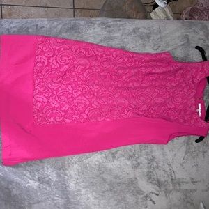 BEAUTIFUL LACE HOT PINK DRESS SEMI FORMAL- NEW!